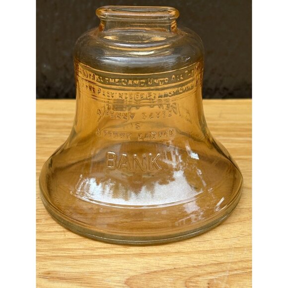 Vintage Amber Carnival Glass 1976 Liberty Bell Coin Bank With Slot Bicentennial - Picture 4 of 9